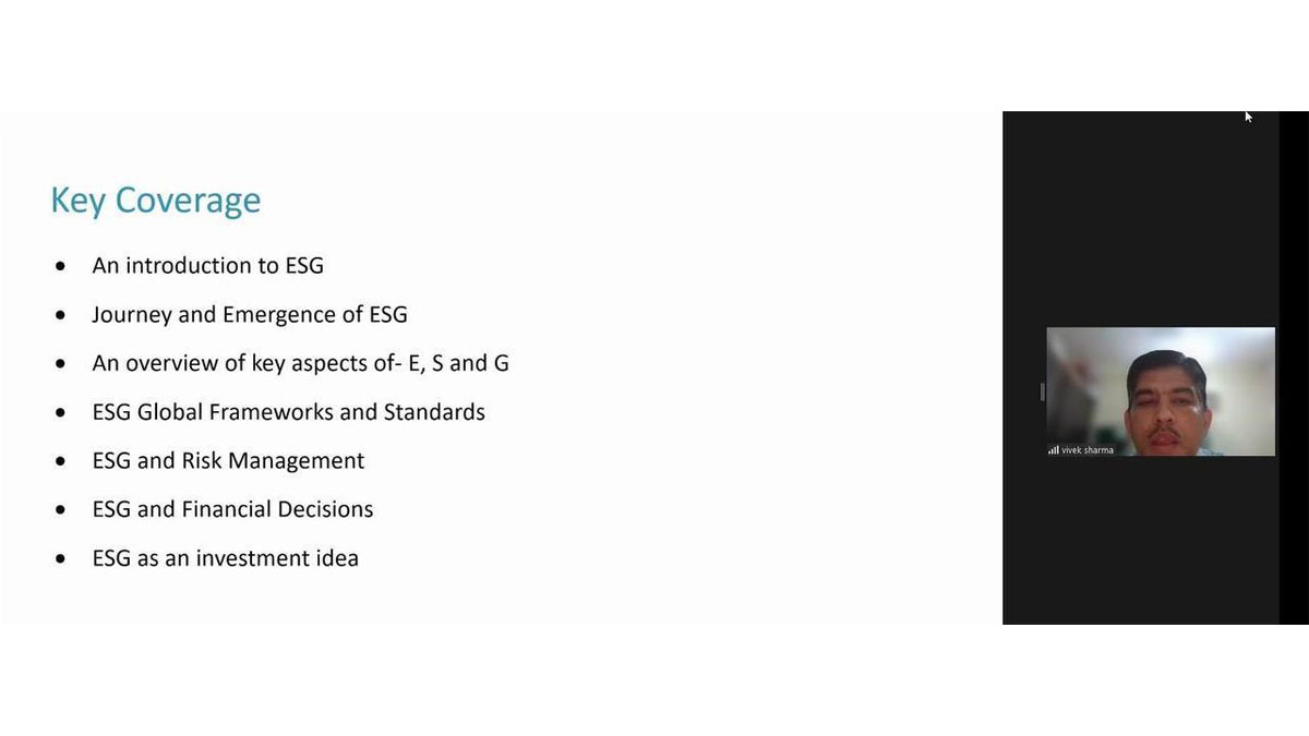 Key Coverage area of ESG Certification Course, by D&B Trainer, Mr. Vivek Sharma