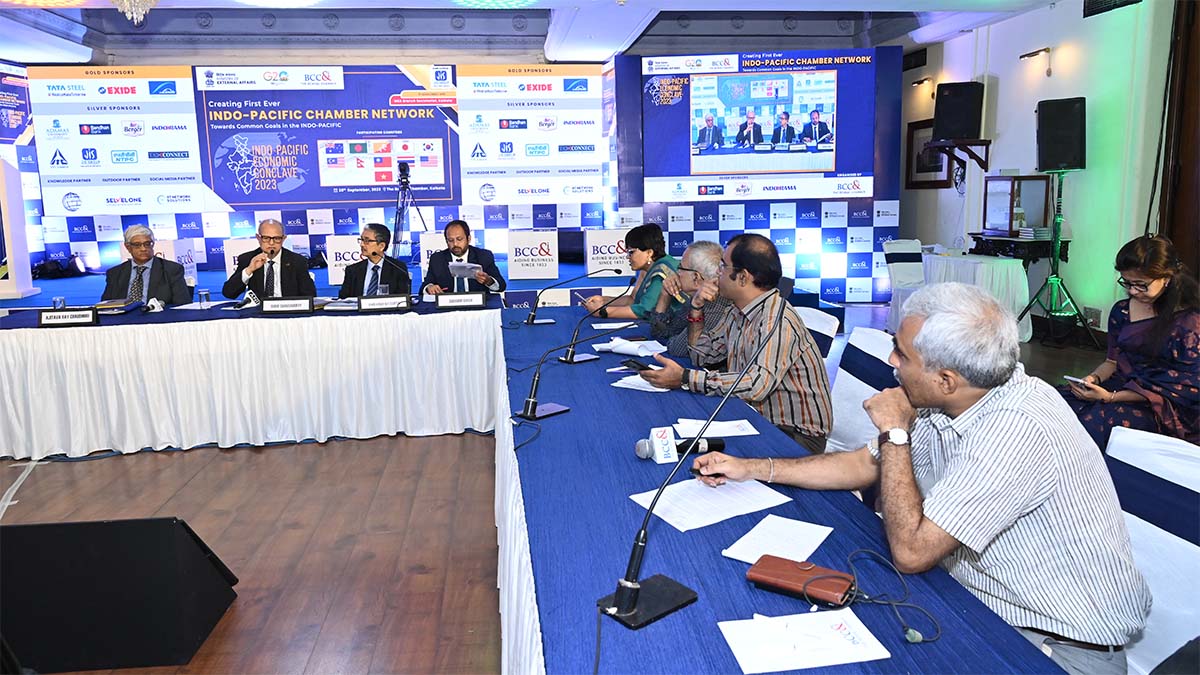 Press meet for the presentation of the Common Charter on Day 1 of Indo-Pacific Economic Conclave, 28th September 2023.