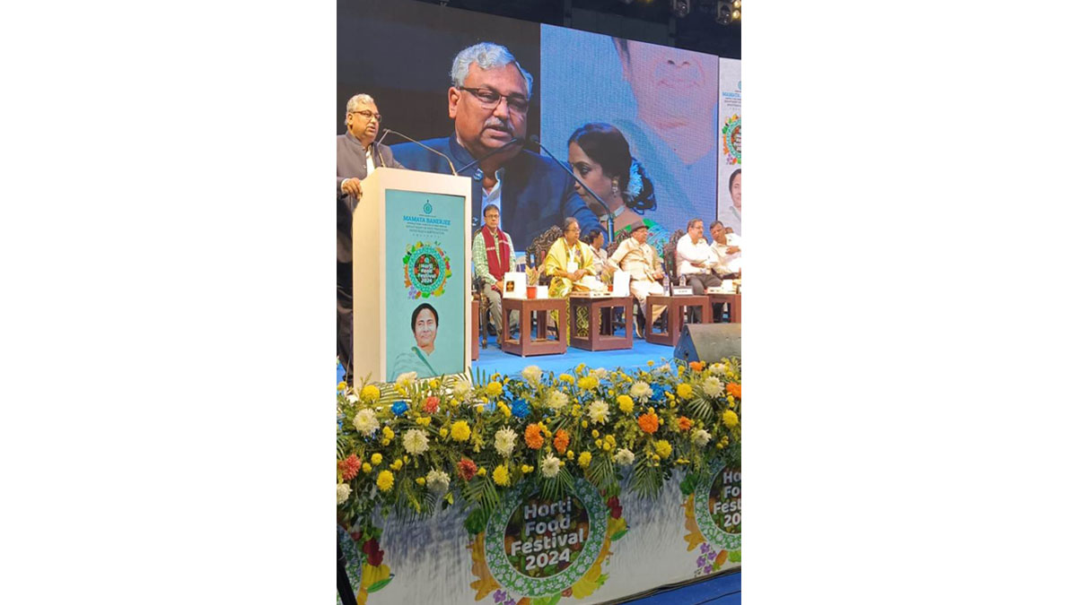 Mr. Gautam Ray, President, The Bengal Chamber of Commerce and Industries addressing the audience during the inaugural ceremony of the 'Horti Food Festival' 2024.