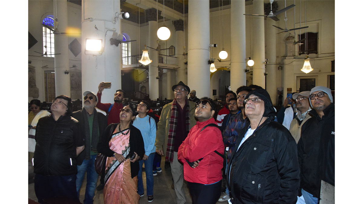 All the participants visiting St. Johns Church during the 4th edition of BCC&I Heritage Walk titled Heritage Trail: Exploring Dalhousie and Mohun Bagan Club