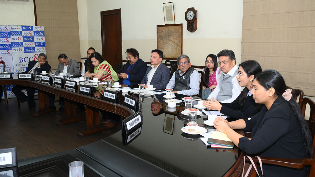 (Left to Right) Dr. Abhijit Sen, Past President, The Bengal Chamber of Commerce & Industry, Mr. Vivek Jalan, Partner, Tax Connect Advisory Services LLP, Ms. Angana Guha Roy Chowdhury, Assistant Director General, The Bengal Chamber of Commerce & Industry, Mr. Arnab Chakraborty, Director, The Bengal Chamber of Commerce & Industry, Mr. Tanmoy Banerjee, Director, RT Network Solutions Pvt Ltd, Mr. Bidyut Majumder, AGM- Business Development, JIS Group, Mr. Sushil Dugar, Head Logistics Services Business, Balmer Lawrie & Co. Ltd., Ms. Surbhi Sharma, Associate Consultant, Intueri Consulting LLP & Ms. Sohini Nayak, Senior Research Associate, CUTS International, Kolkata among others.