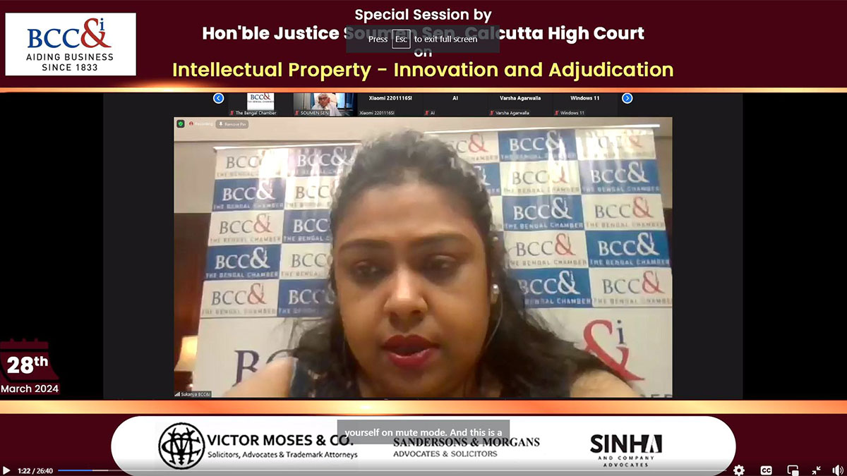 Ms. Sukanya Bose, Director, The Bengal Chamber delivering Vote of Thanks.