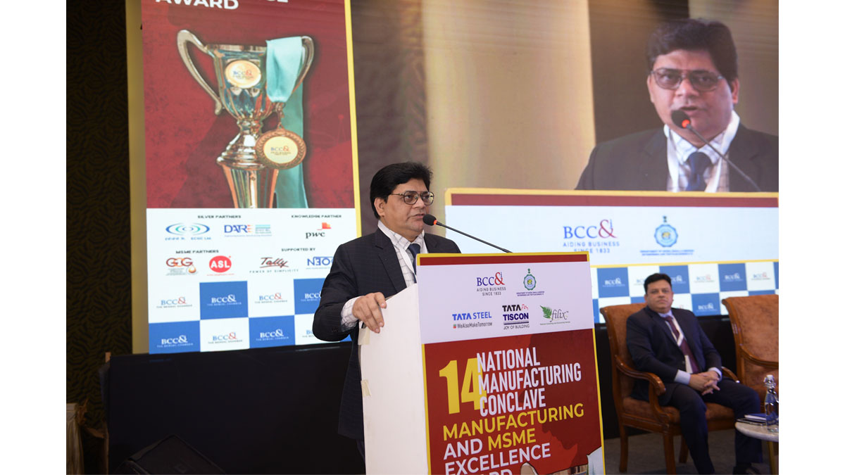 Mr. Sanjay Behera, Chairperson, Manufacturing and MSME Committee, BCC&I; Chief Sales Manager – Tata Steel Ltd delivering the theme address