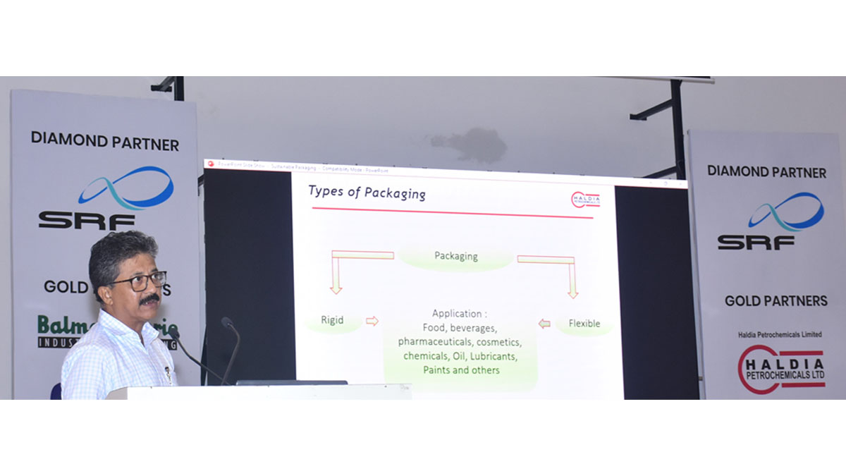 Mr. Amartya Maity, General Manager (Product Development & Technical Services), Haldia Petrochemicals Ltd. addressing the session on “Raw Material in Plastic Packaging: Recycling and Sustainability Factors that Buyers Should Know”