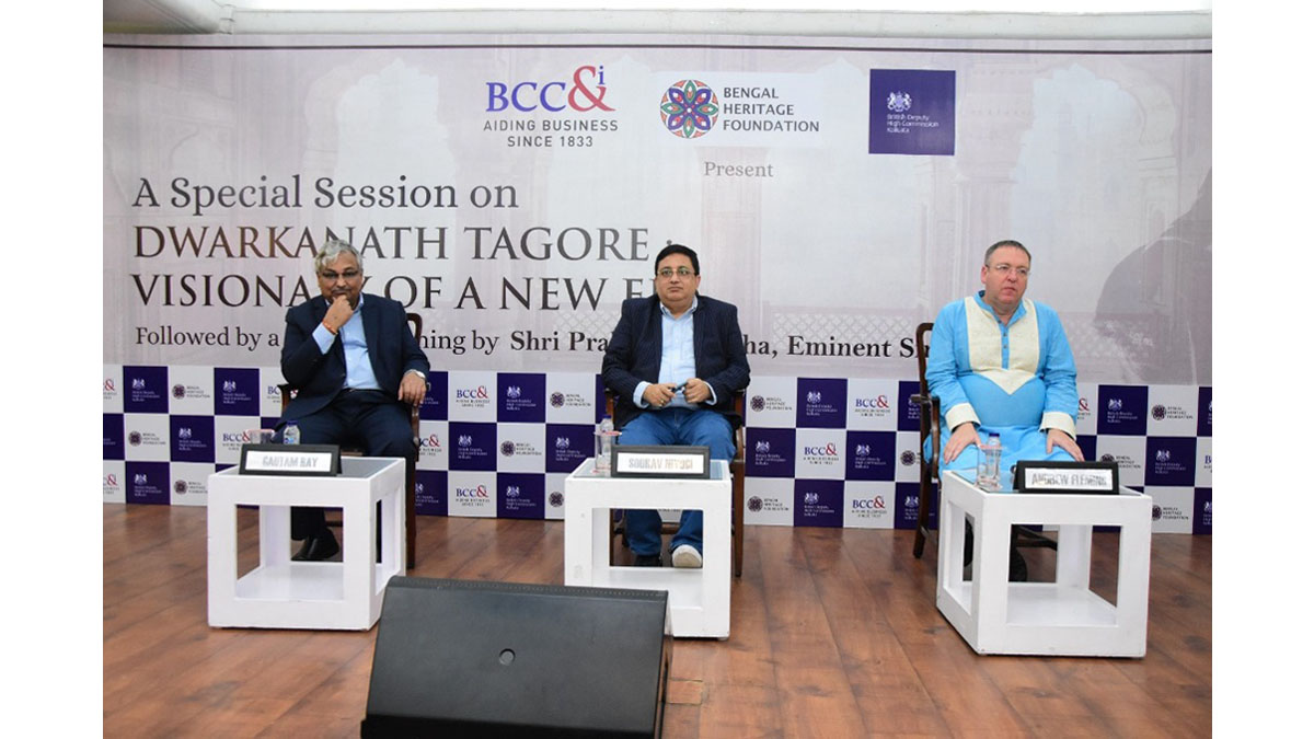Inaugural Session (from L-R) Mr. Gautam Ray, President, BCC&I; Mr. Sourav Niyogi, Bengal Heritage Foundation, UK; Dr Andrew Fleming, British Deputy High Commissioner, Kolkata (Chief Guest)