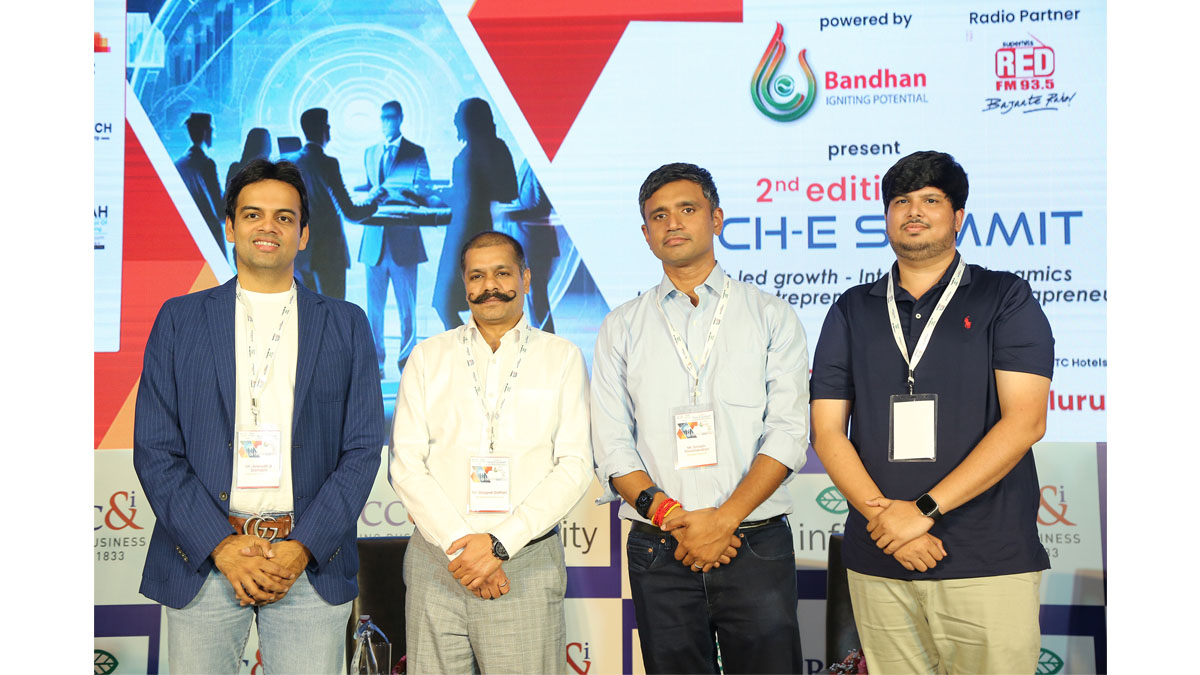 L-R: Mr. Anirudh A Damani, Managing Partner, Artha Venture Fund; Mr. Deepak Daftari, Mentor, WEBEL- BCC&I Tech Incubation Centre and Director & CEO, DD Web Vision Pvt. Ltd.; Mr. Srinath Ravichandran, Co- Founder and CEO, Agnikul Cosmos; Mr. Moin SPM, Co-Founder and COO, Agnikul Cosmos. 