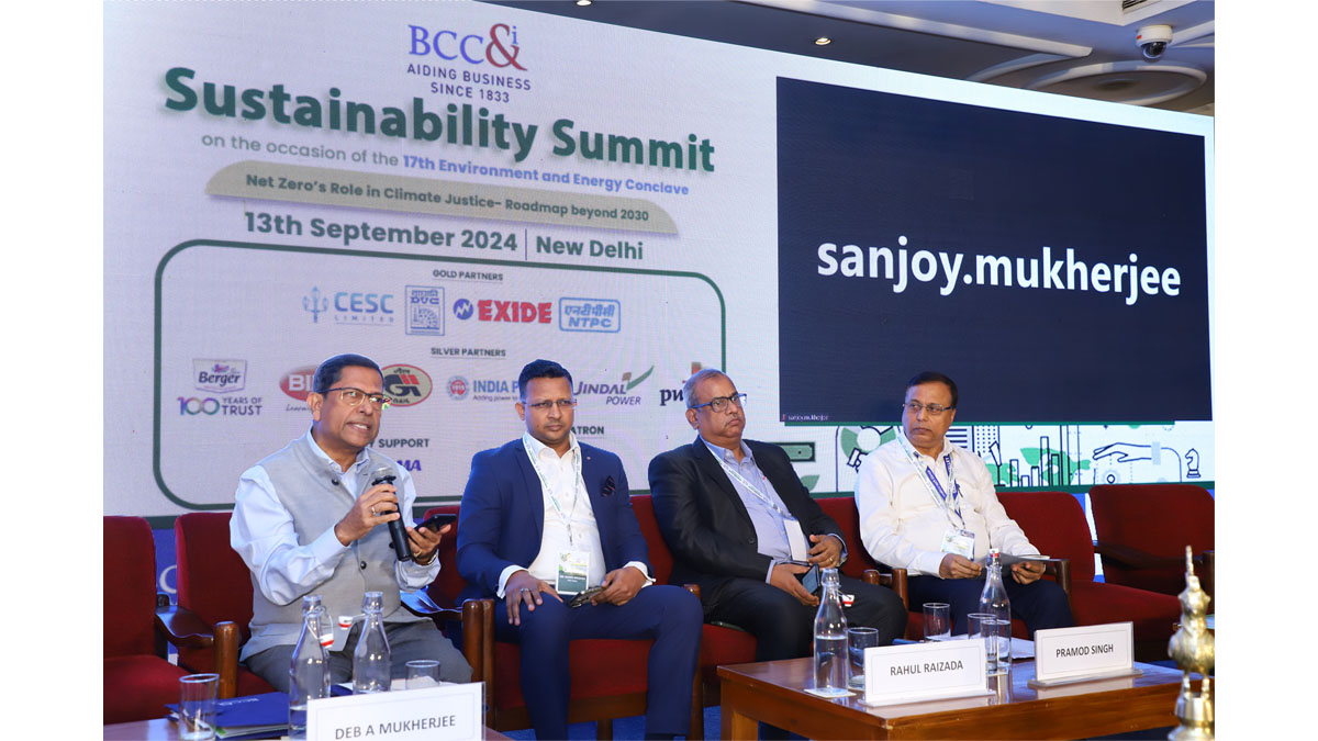 Session on Energy Economics in India towards Sustainable Development Goals – Net Zero Pathway was graced by Mr. Deb A Mukherjee, Former President, BCC&I and Managing Director, Cenergist Energy Private Limited, Mr. Rahul Raizada, Partner | Climate and Energy, PwC India, Mr. Pramod Singh, Chief Business Officer, India Power Corporation Limited, Mr. Sudhir Kumar Jha, Chief General Manager & HOD, RE & EE, DVC (left to right) virtually joined by Mr. Sanjoy Mukherjee, Executive Director (DT), CESC Limited and Co-Chairperson, Energy Environment and Water National Committee, BCC&I virtually. 