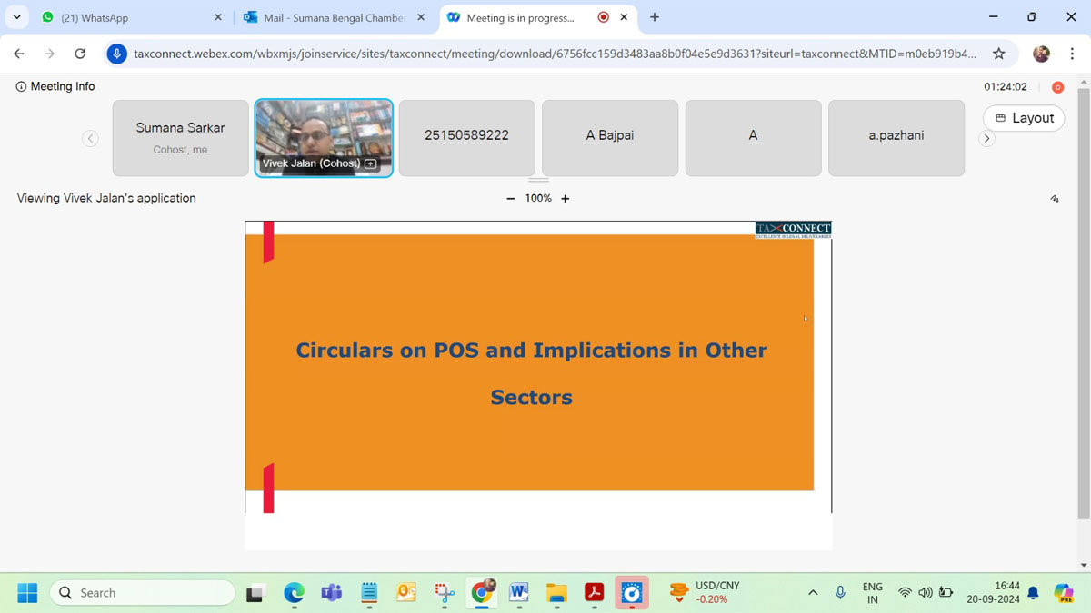 Presentation by Mr. Vivek Jalan, Chairperson - National Fiscal Affairs & Taxation Committee, The Bengal Chamber