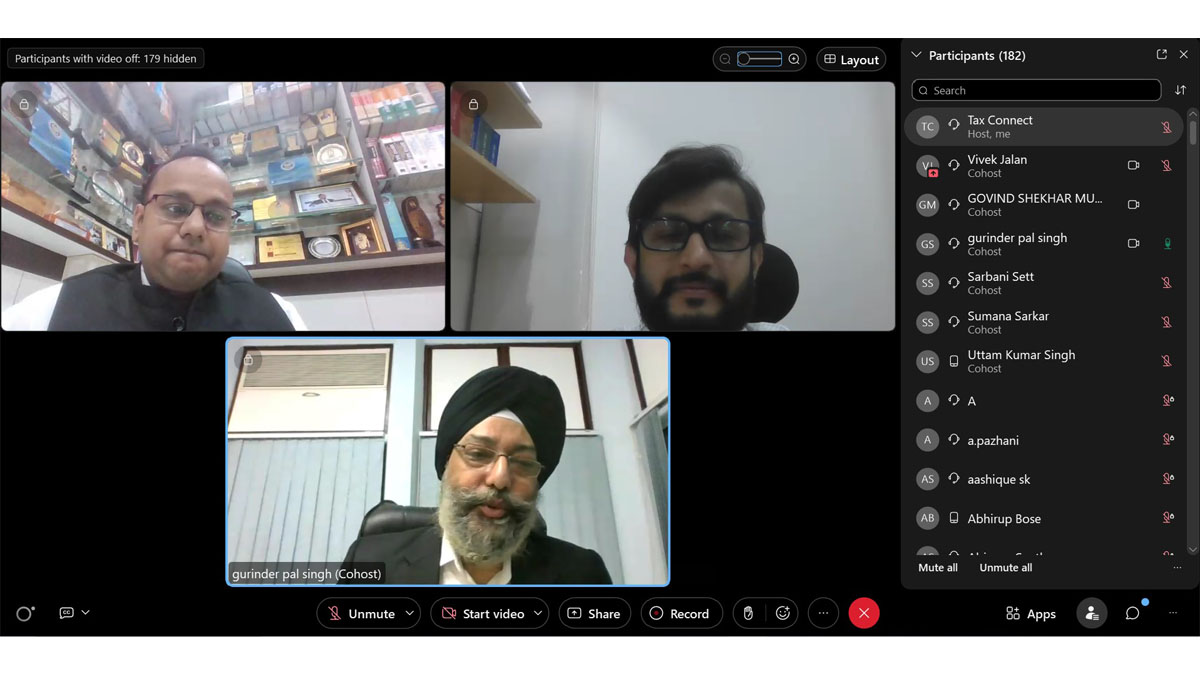 Ongoing Panel Discussion: Moderator: Mr. Vivek Jalan, Chairperson - National Fiscal Affairs & Taxation Committee, The Bengal Chamber, Panelists: Mr Gurinder Singh, Head Indirect Taxes - L& T Construction; Mr Govind Mundhra, Head Taxation - Karam Chand Thapar Group